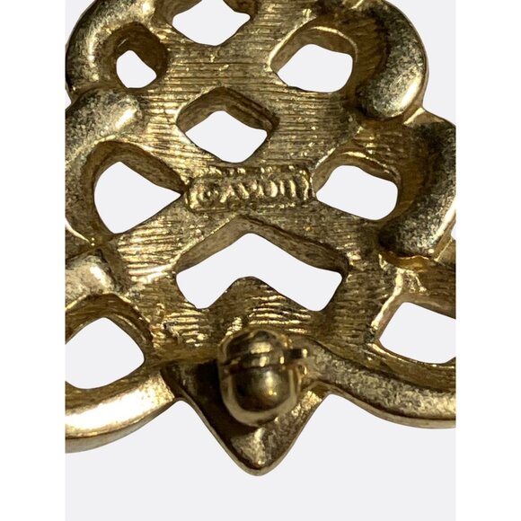 Avon Gold Tone Christmas Tree Brooch With Faux Diamond Accent Vintage Jewelry - Picture 6 of 7